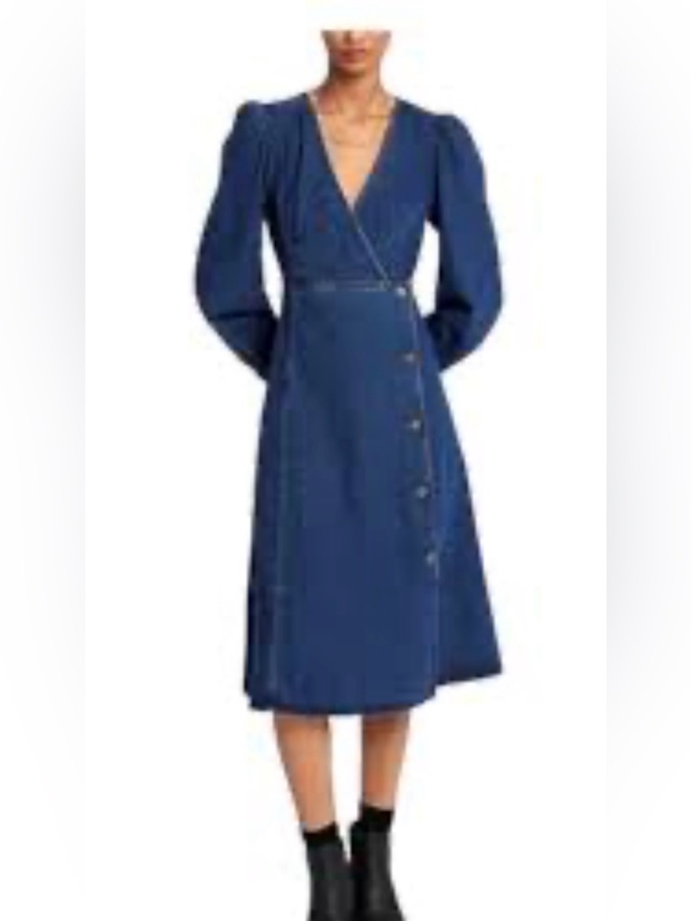 Joie Indigo Denim Button-Front Midi Dress